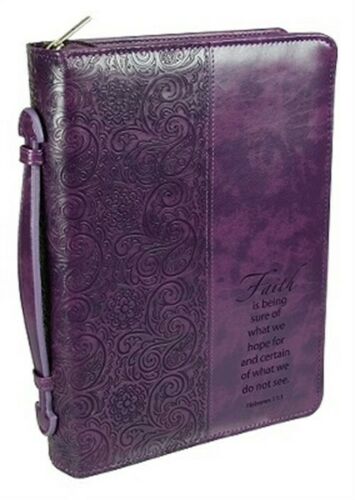 Faith Leather Large Purple Bible Cover