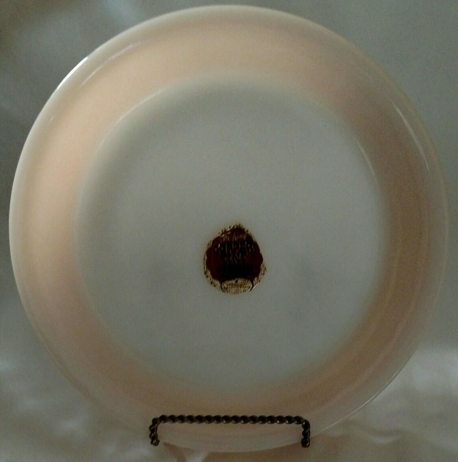 Nos New Sticker Fire King Peach Lustre Round Pie Pan Plate 460 Copper Tint Label