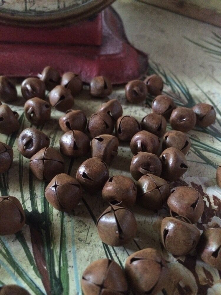 (48) Primitive Rusty Tin Jingle Bells 13mm 1/2 In 1/2" Christmas Crafts