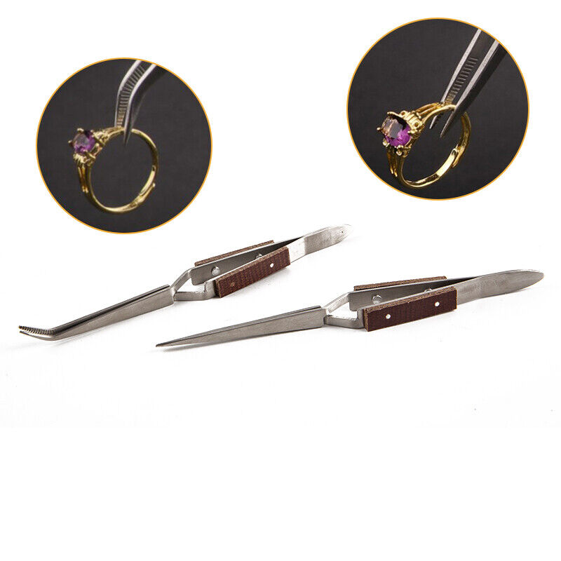 Stainless Steel Cross Lock Tweezers Self Closing Jewelry Soldering Craft Repa S5