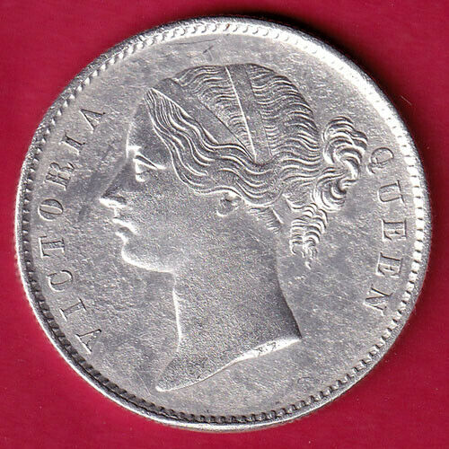 East India Company 1840 Divided Legend Victoria Queen One Rupee Silver Coin #r69