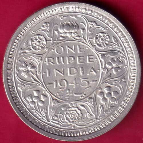 British India 1945 Bombay Mint George Vi One Rupee Beautiful Silver Coin#p3